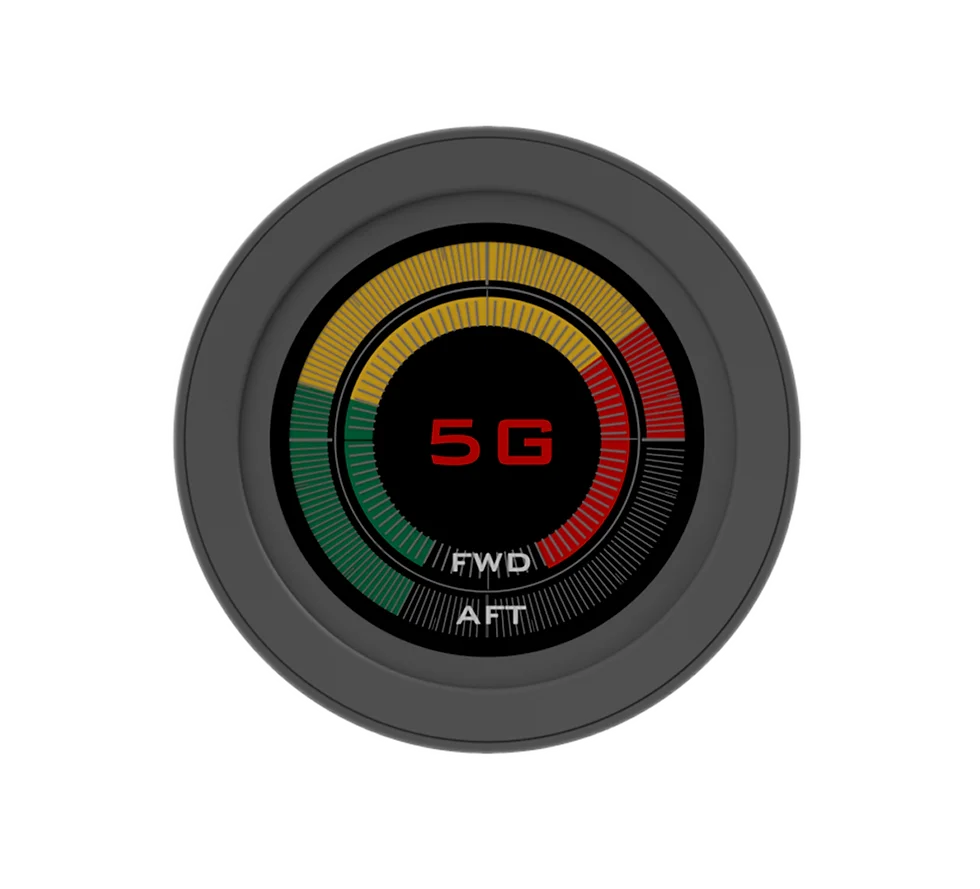 Wave Guardian WBV helm gauge for monitoring whole-body vibration on fast craft