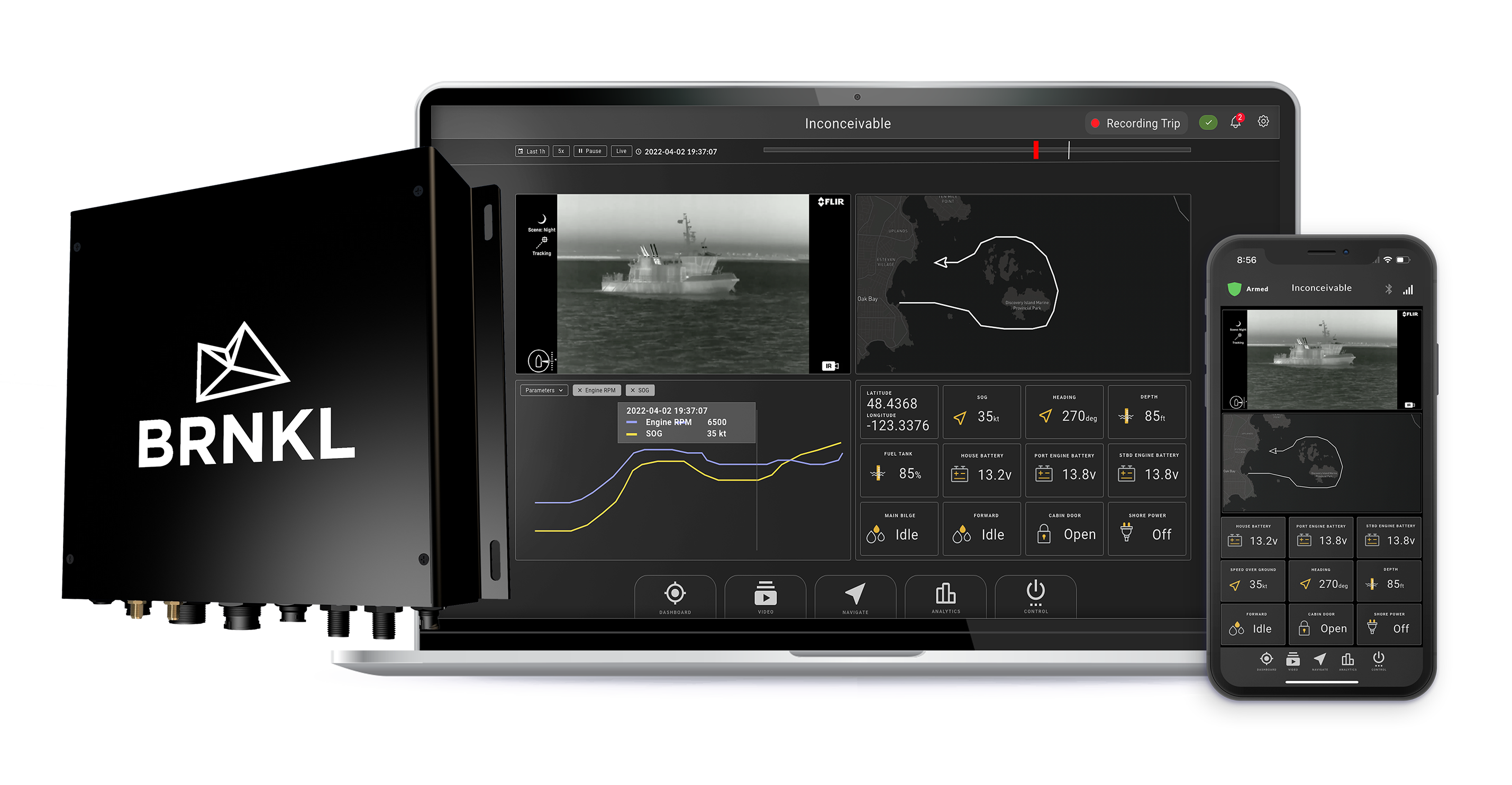 BRNKL Black mission-grade marine black box recorder