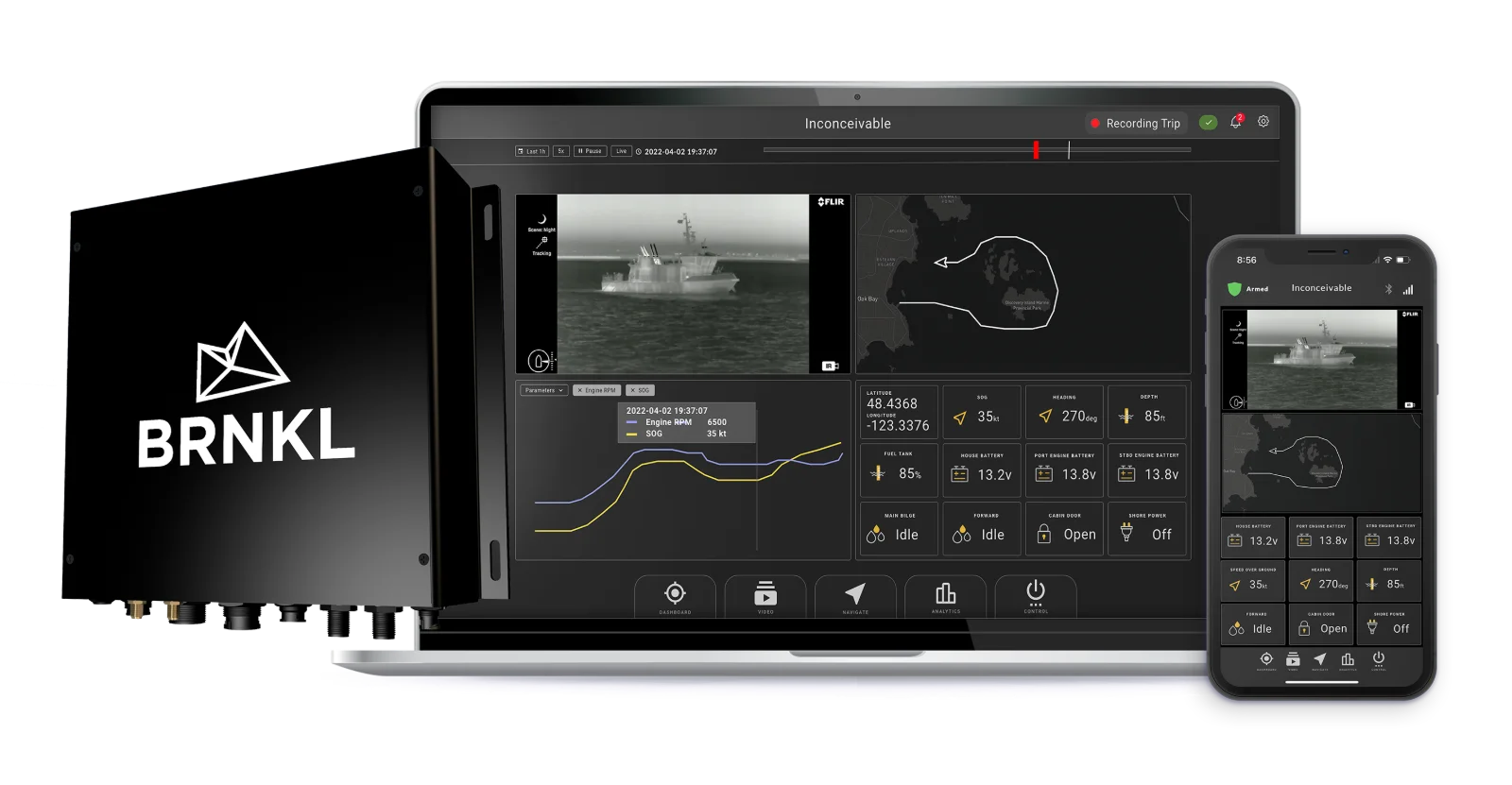 BRNKL Black mission-grade marine black box recorder